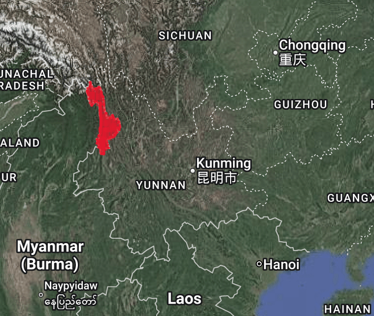 Map of Nujiang Prefecture